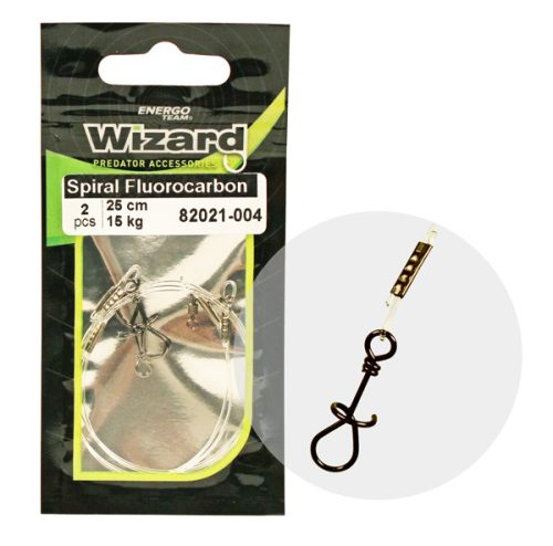 Wizard - Spirál Fluorocarbon Előke 9kg 25cm 2db/cs