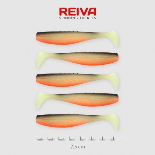 Reiva - Flat Minnow Shad 7,5cm Fekete-Fehér-Narancs 5db/cs