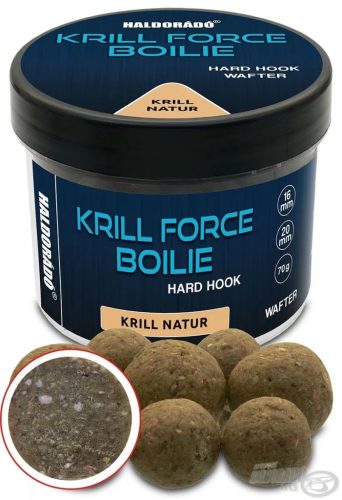 Haldorádó - KRILL FORCE Boilie Hard Hook Wafter 16, 20 mm - Krill Natur 70g