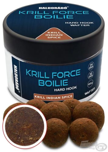 Haldorádó - KRILL FORCE Boilie Hard Hook Wafter 24, 30 mm - Krill Indian Spice 100g