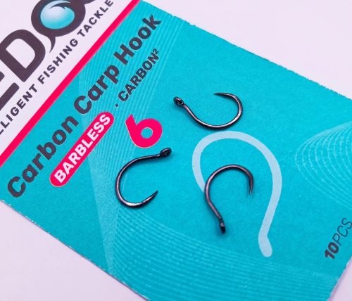 Sedo - Carbon Carp Hook Barbless Size 6-os 10db/cs